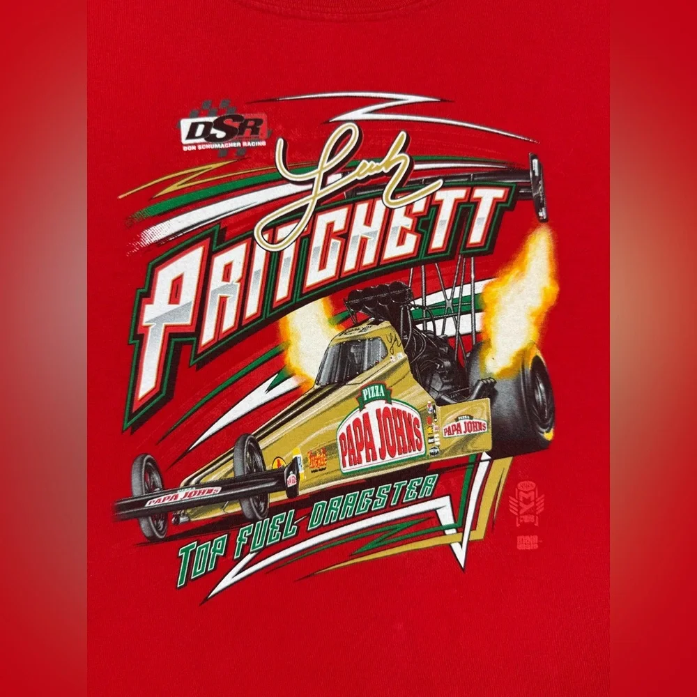 DON SCHUMACHER RACING Leah Prichett Papa John's Top Fuel Dragster T-Shirt Size M